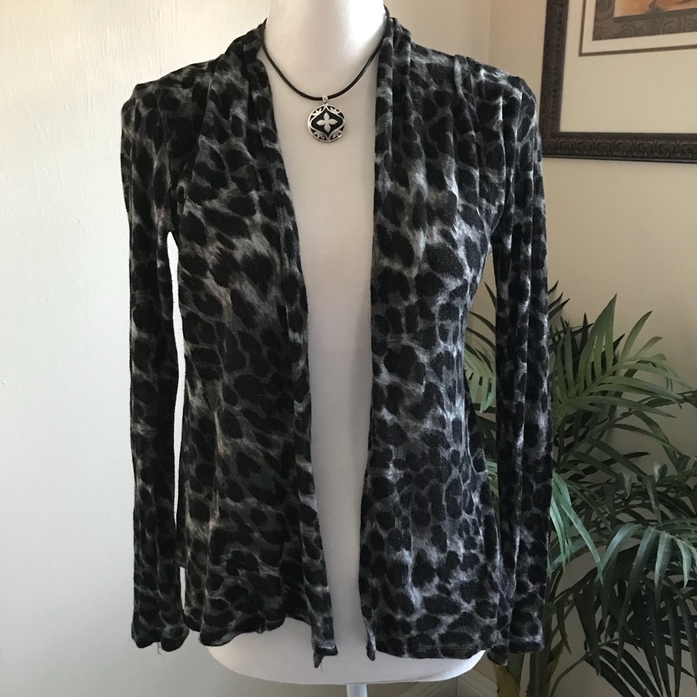 Zanana Animal Print Open Front Cardigan. S